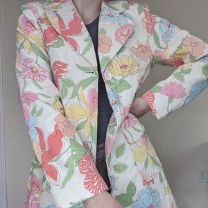 NWT Vintage Pastel Floral Trench Coat